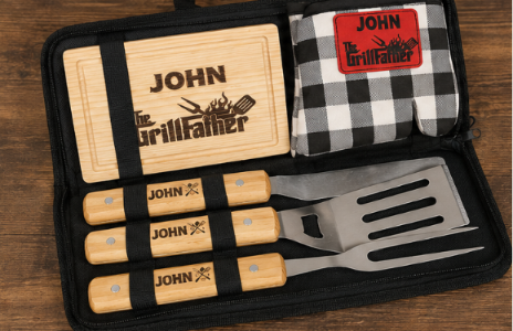 6 Piece Personalized Grill Set- Grill Father (custom designs also available)