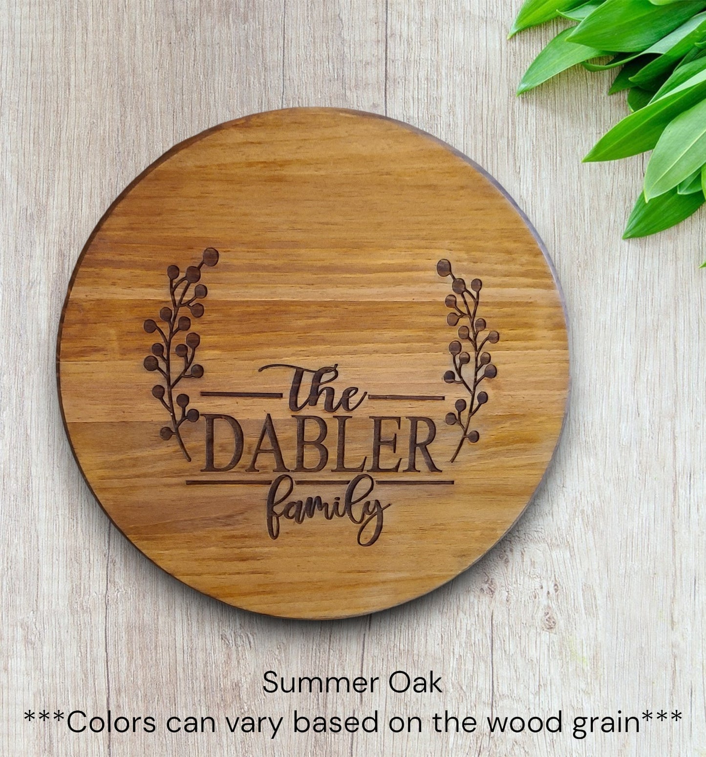 Personalized 18 Inch Wood Round (Sign, Lazy Susan, Tray With Pulls)