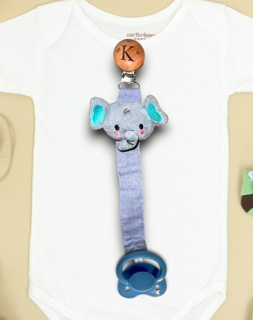Monogram Animal Pacifier Holder & Pacifier